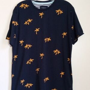 Denim & Flower Rick Singh short sleeve shirt with yellow palm trees boys XL